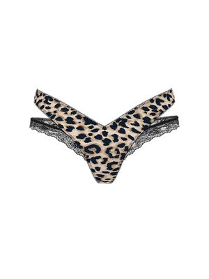 Rose Lace-Trim Cut-Out Thong Panty