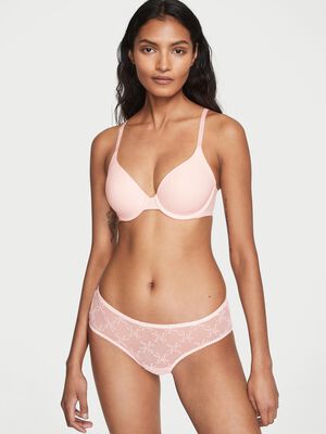 Flocked Logo Mesh Cheeky Panty,  Flocked Logo Mesh Cheeky Panty