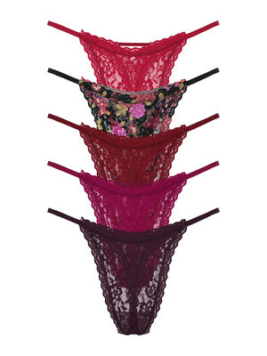 5-Pack Lacie String Thong Panties,  5-Pack Lacie String Thong Panties