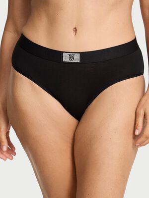 Logo Cotton Shine Patch Hiphugger Panty