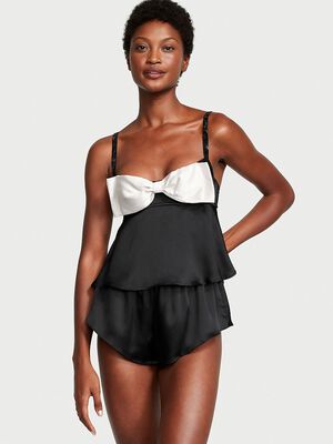 Bow-Topped Satin Cami Set