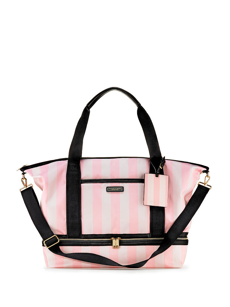 Victoria's Secret Stripe Weekender Tote Bag 