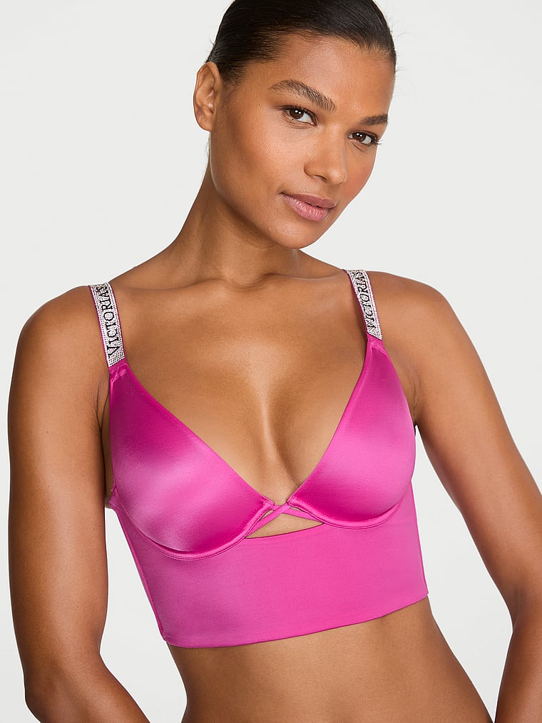 Logo Shine Strap Smooth Longline Demi Bra image number null