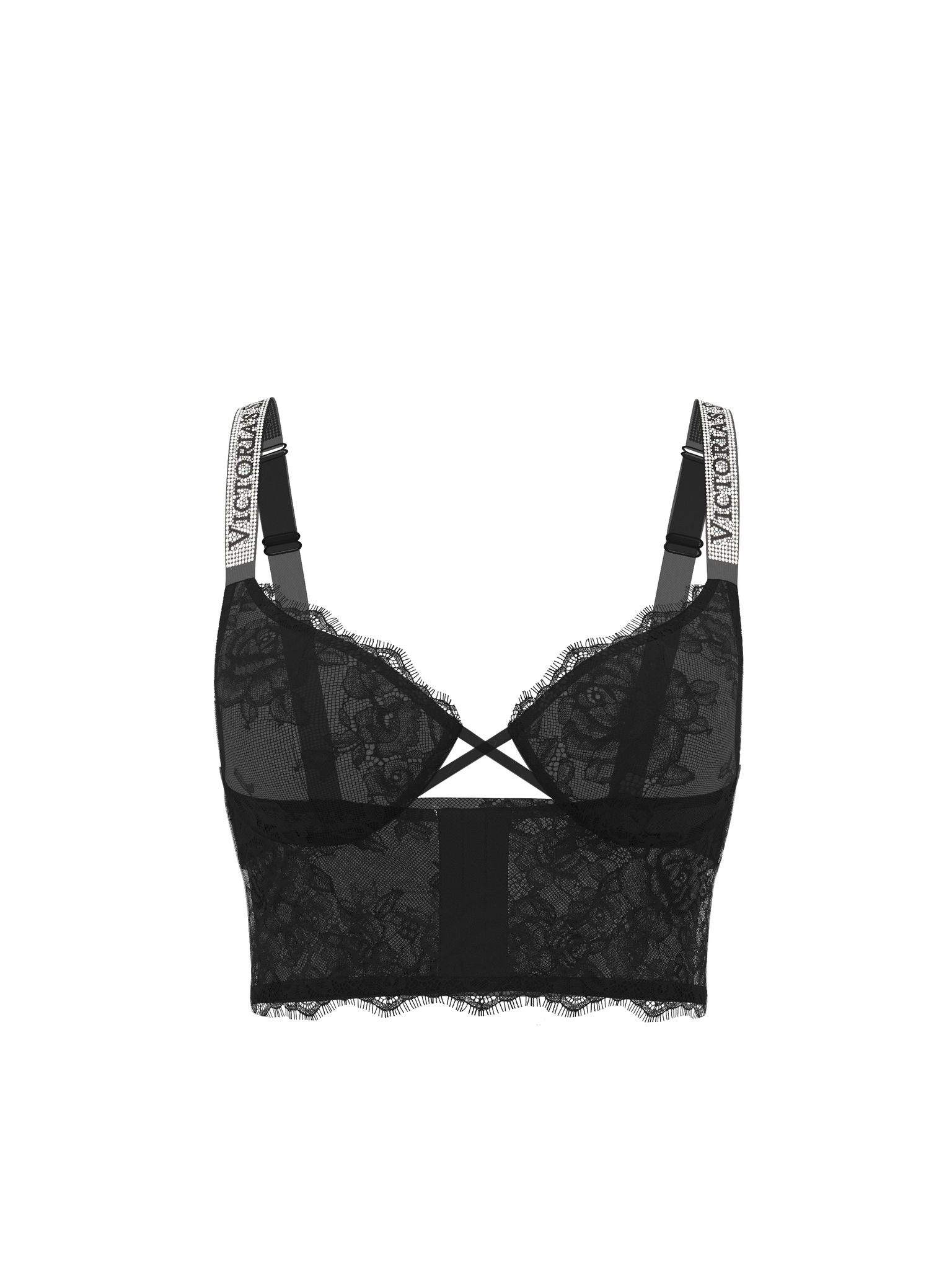 Logo Shine Strap Lace Longline Demi Bra image number null