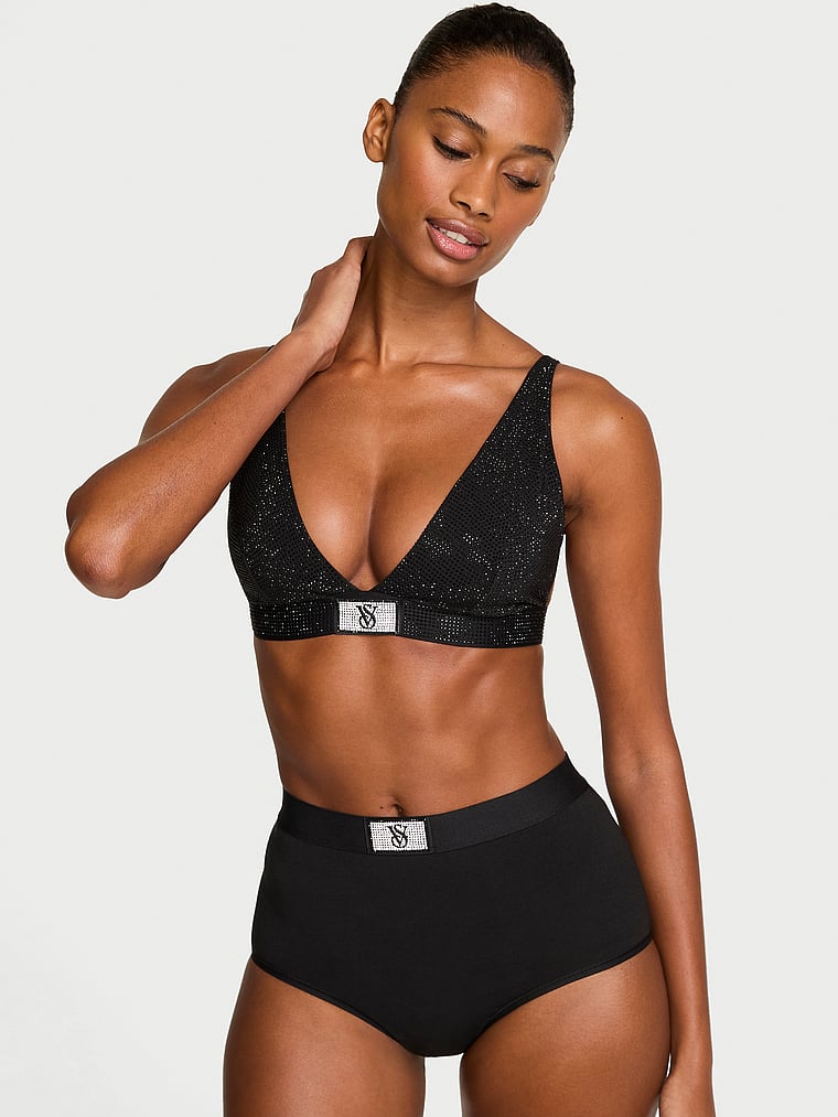 Shine Cotton Wireless Plunge Bralette image number null
