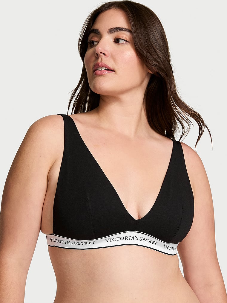 Wireless Cotton Plunge Bralette image number null