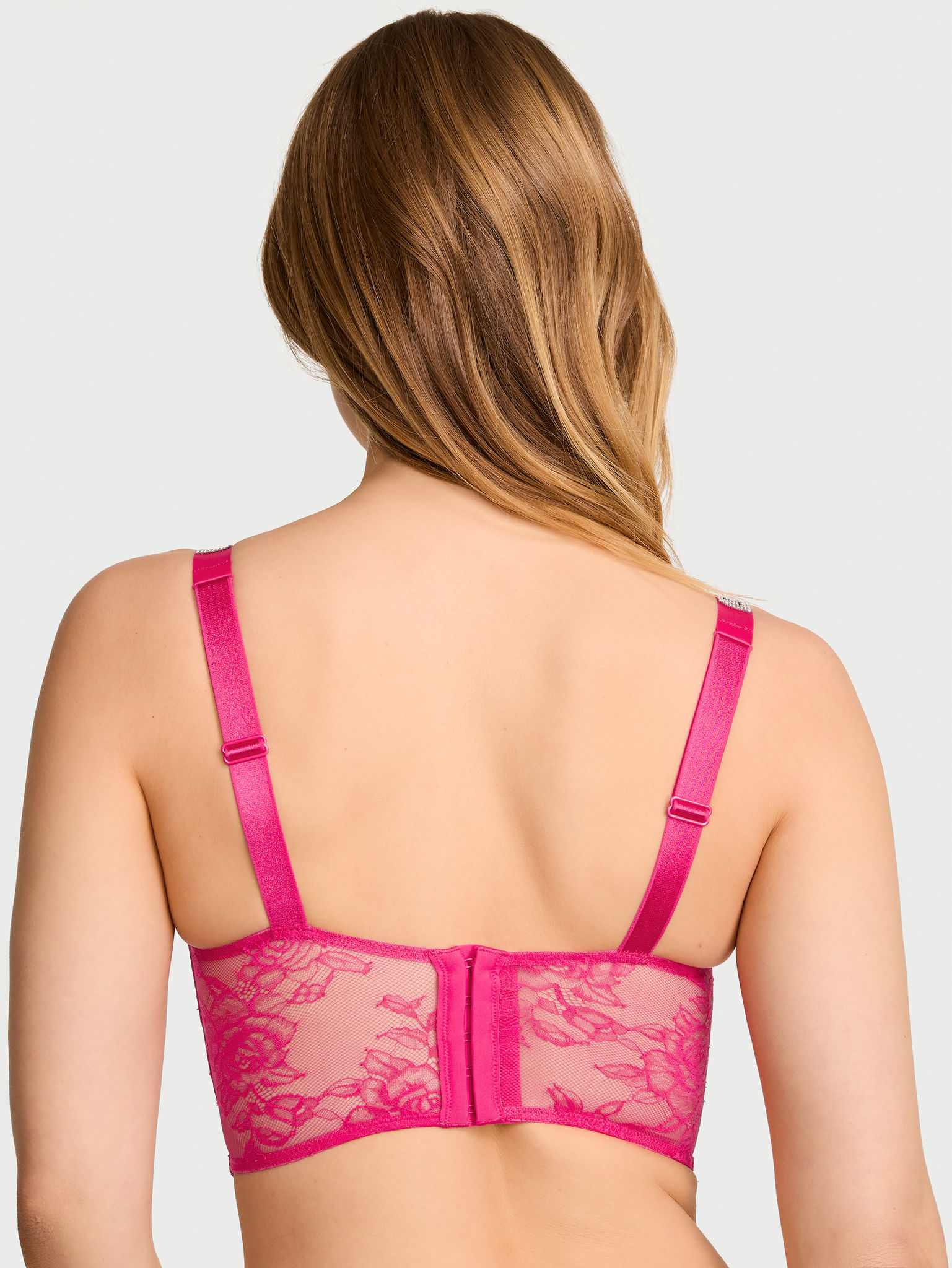 Logo Shine Strap Lace Longline Demi Bra image number null