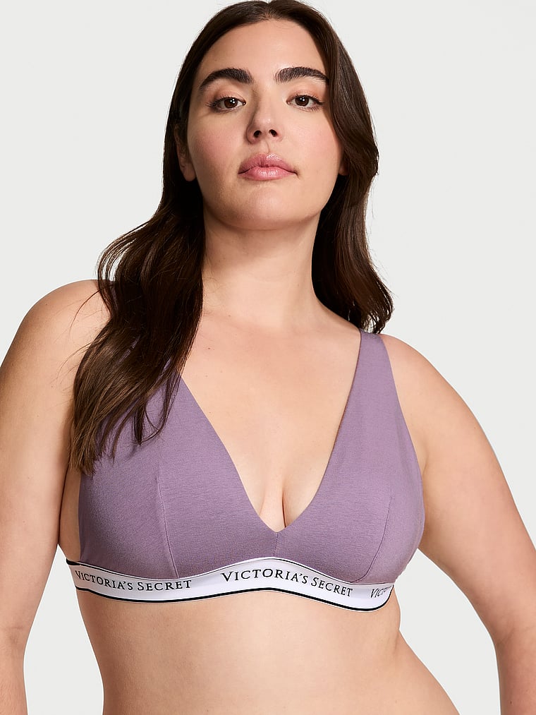 Wireless Cotton Plunge Bralette image number null