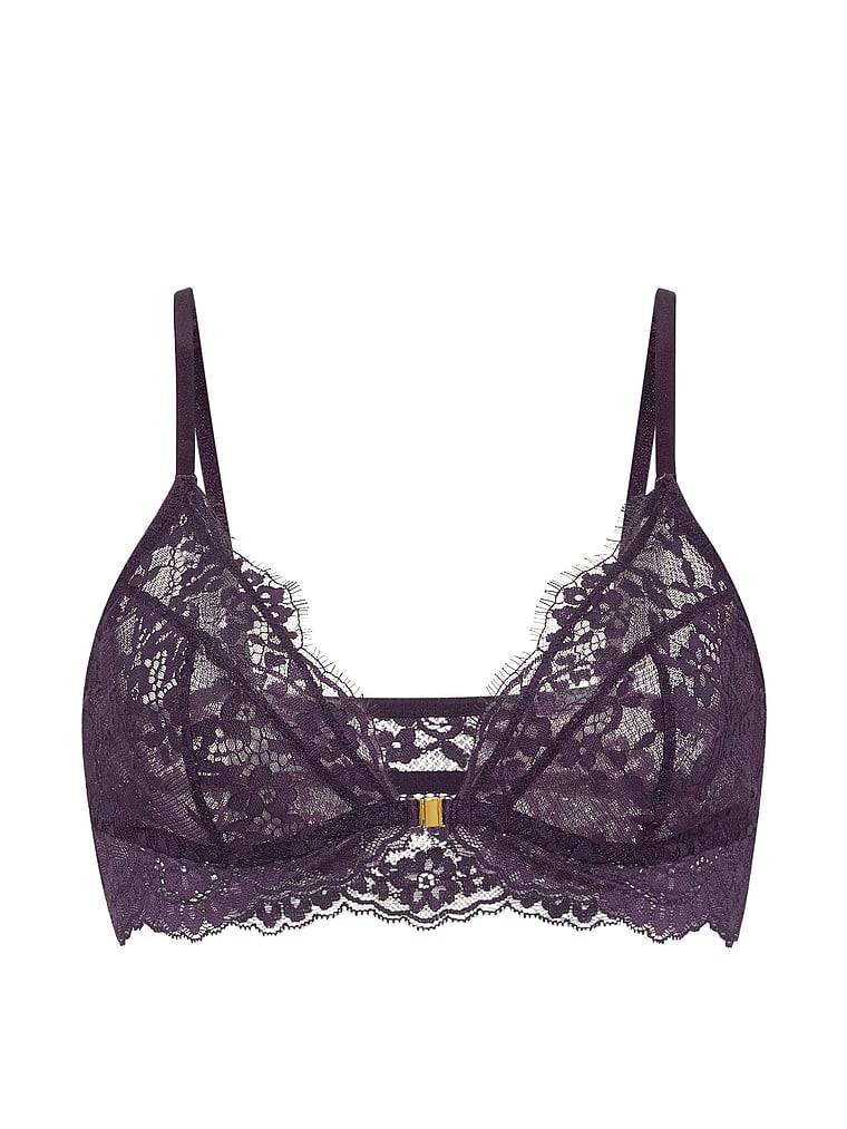 Lace Unlined Front-Close Bralette image number null
