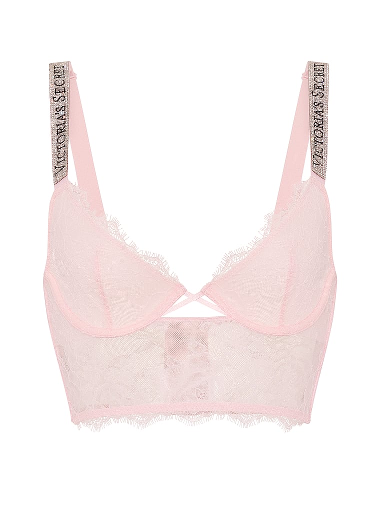 Logo Shine Strap Lace Longline Demi Bra image number null