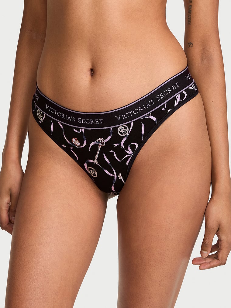 Logo Cotton Thong Panty image number null