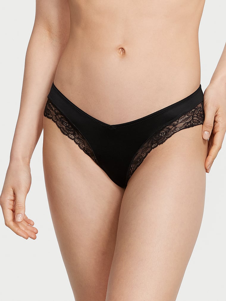 Rose Lace-Trim High-Leg Cheeky Panty image number null
