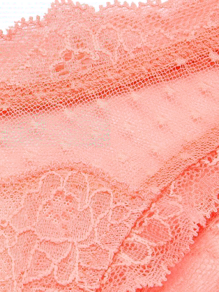 Lace & Mesh Thong Panty image number null
