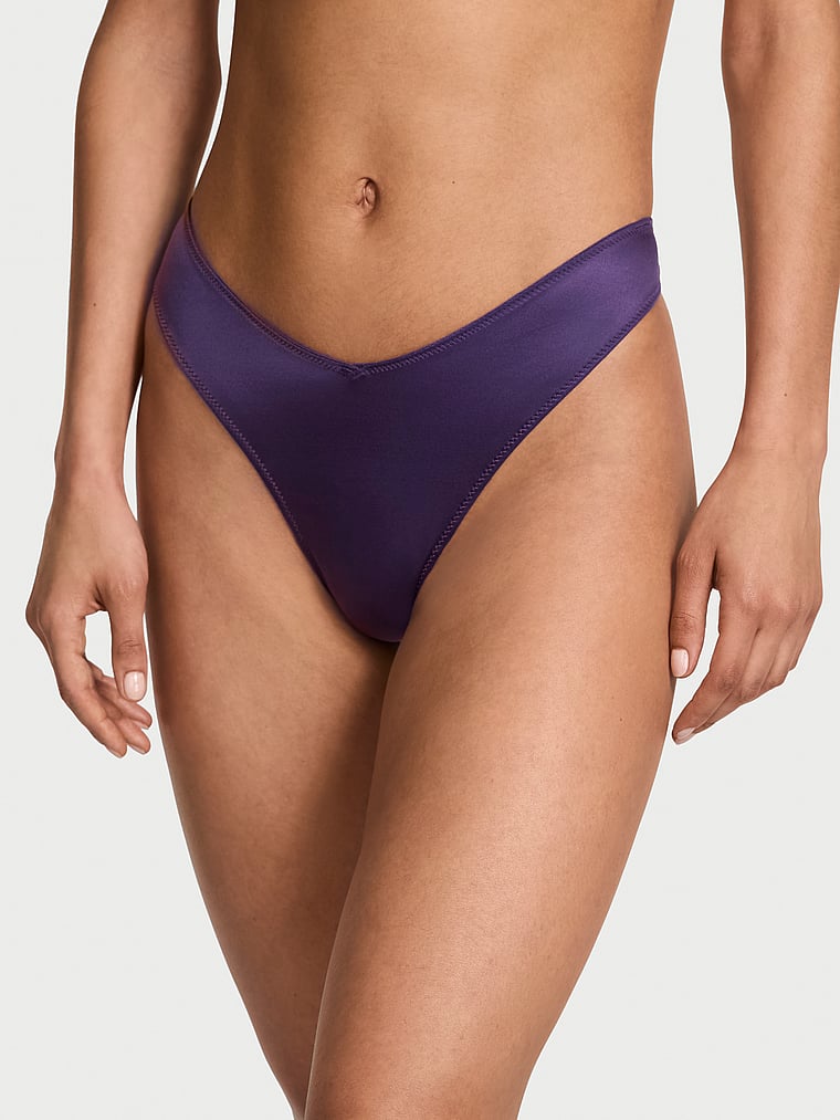 Smooth Strappy-Back High-Leg Thong Panty image number null