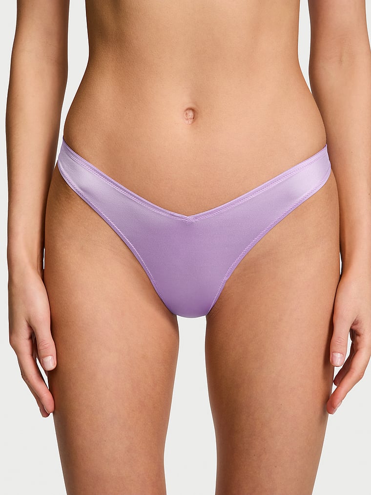 Smooth Strappy-Back High-Leg Thong Panty image number null