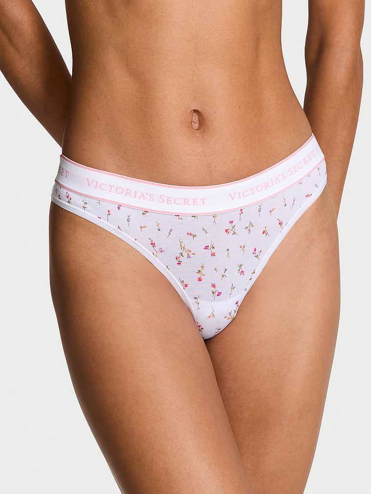 Logo Cotton Thong Panty image number null