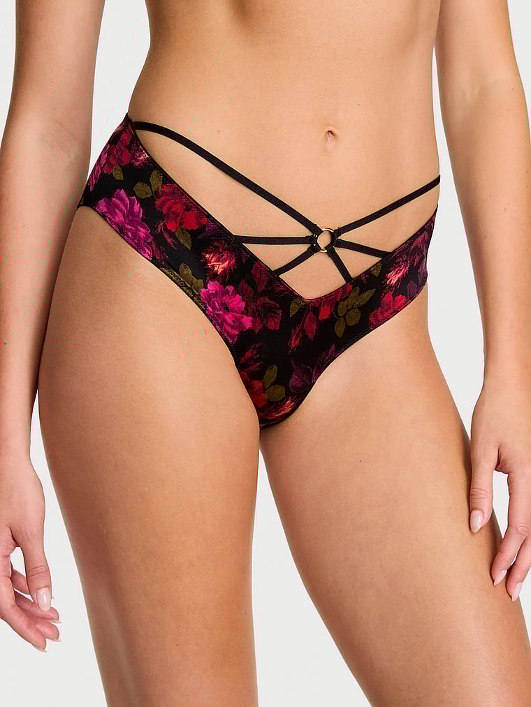 Strappy Ring Hardware Open-Back Cheeky Panty image number null