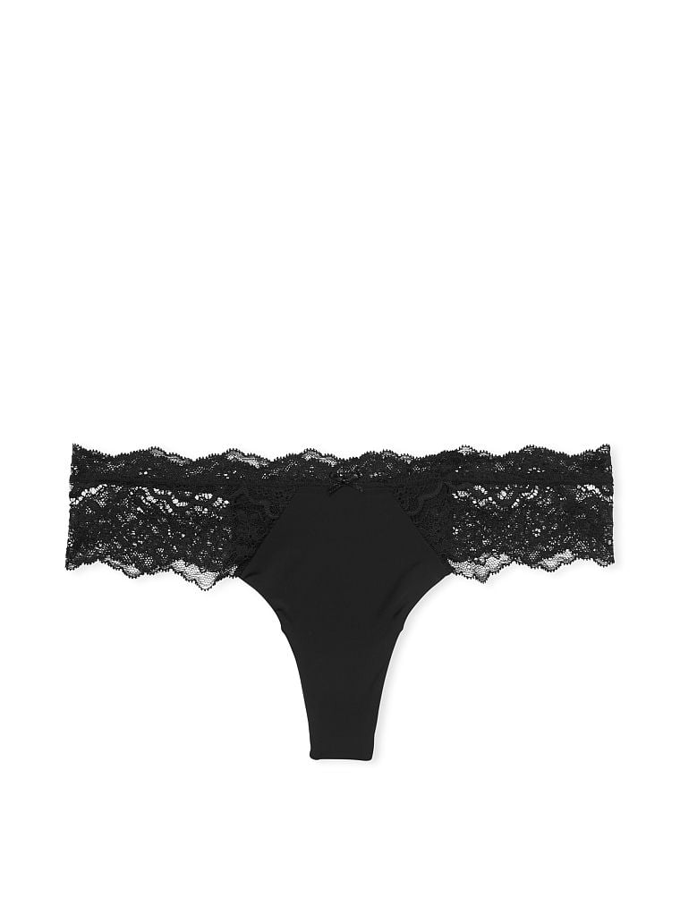 Lace-Trim Thong Panty image number null
