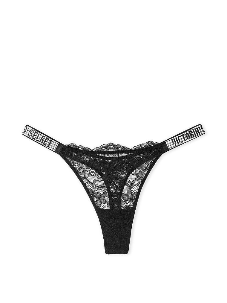 Shine Strap Lace Thong Panty Black Victoria s Secret Thailand
