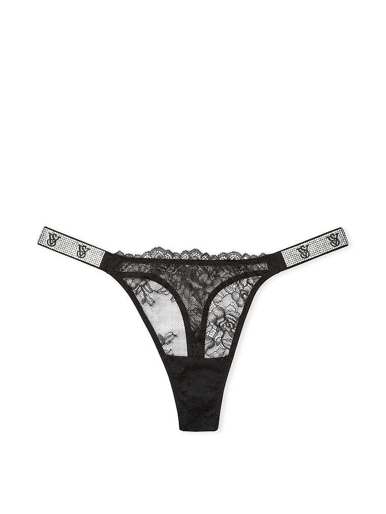 Shine Strap Lace Thong Panty image number null