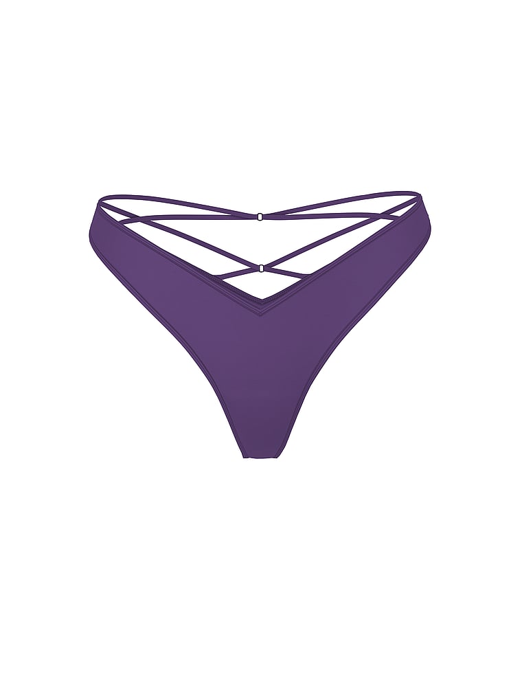 Smooth Strappy-Back High-Leg Thong Panty image number null