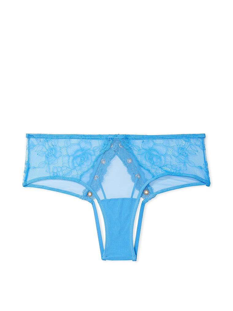 Rose Lace & Grommet Open-Back Cheeky Panty image number null