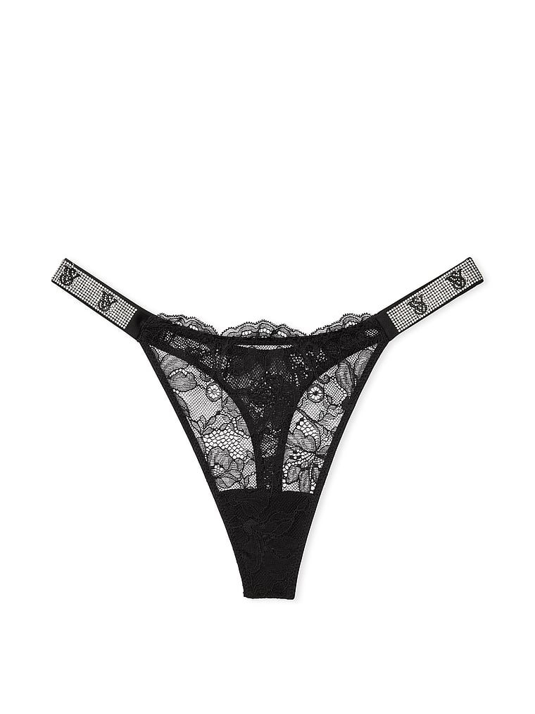 Shine Strap Lace Thong Panty image number null