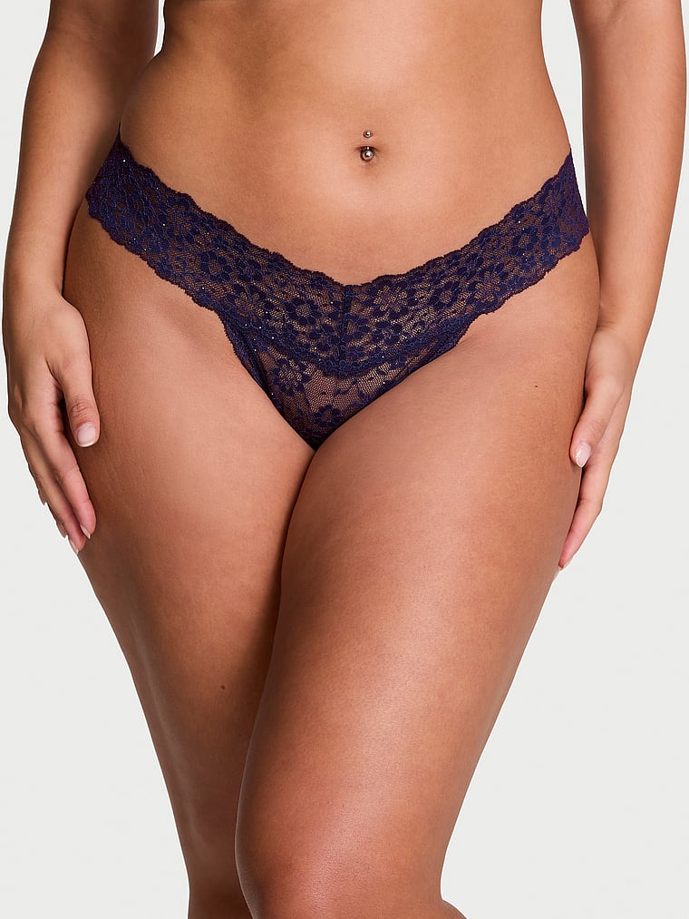 Sequin Posey Lace Thong Panty image number null