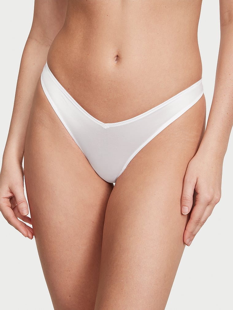 Smooth Strappy-Back High-Leg Thong Panty image number null