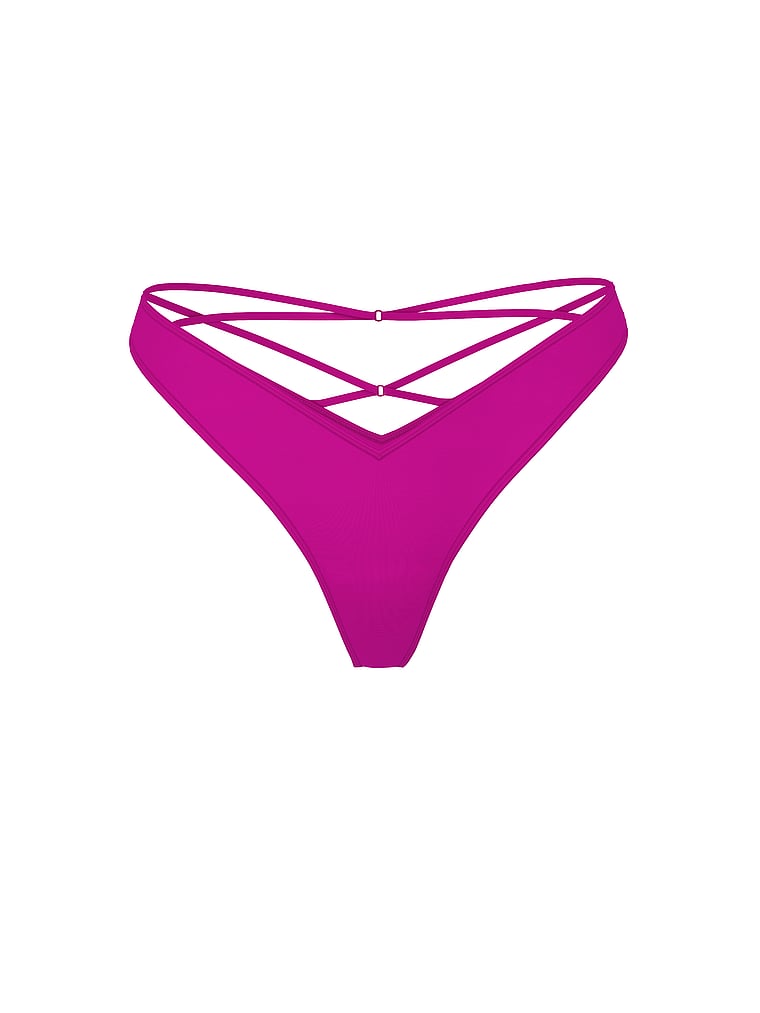 Smooth Strappy-Back High-Leg Thong Panty image number null