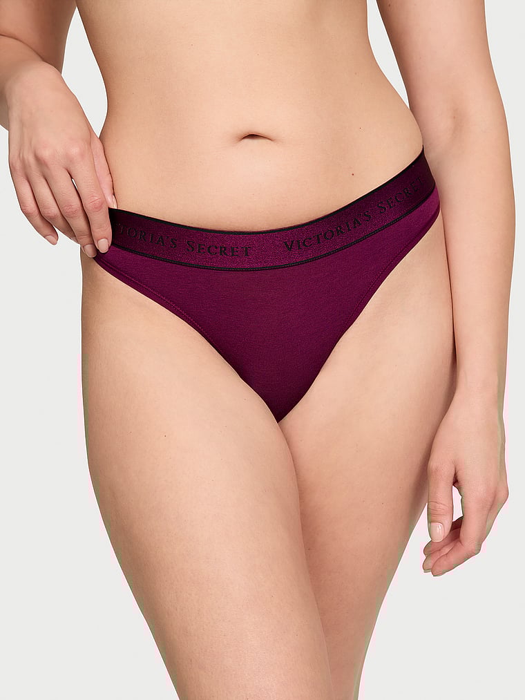 Logo Cotton Thong Panty image number null