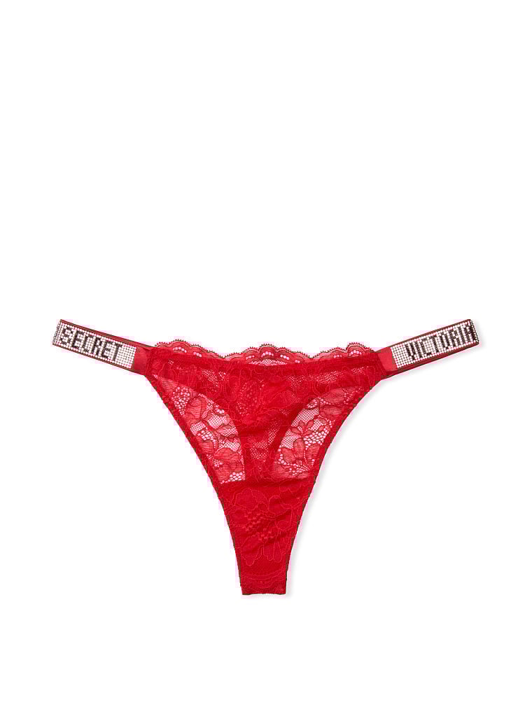 Shine Strap Lace Thong Panty image number null