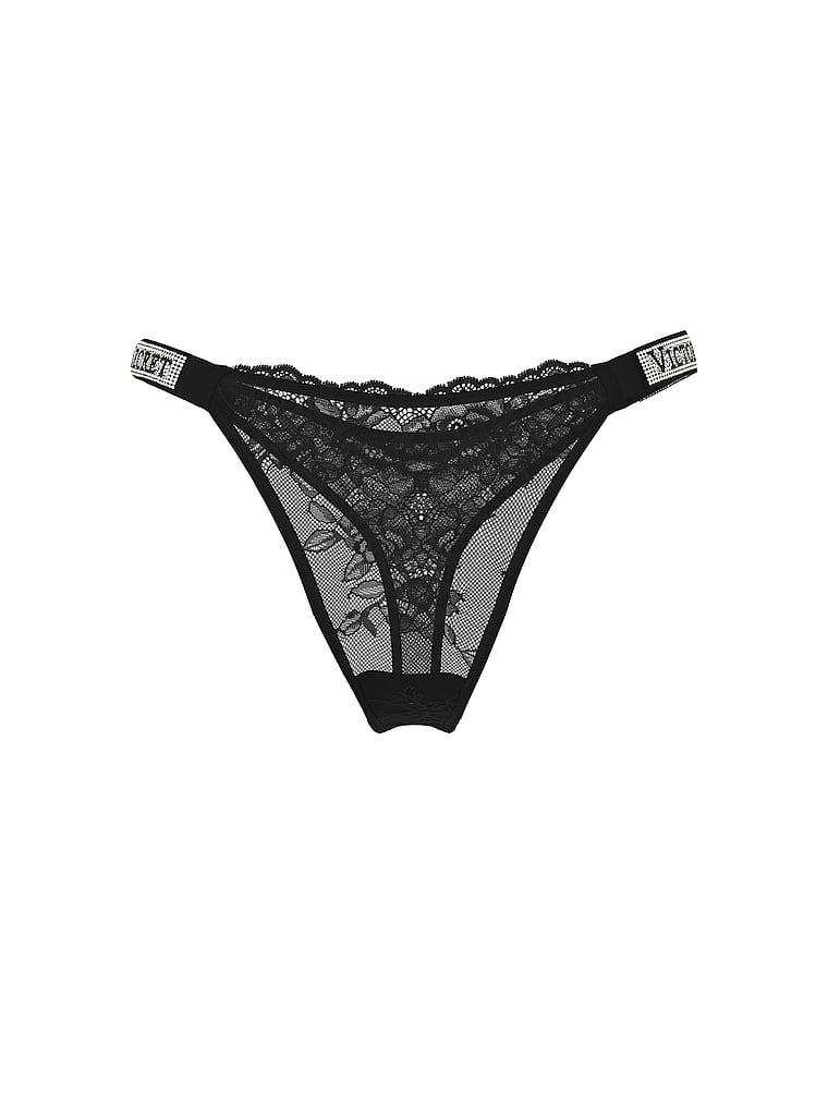 Shine Strap Lace Thong Panty image number null