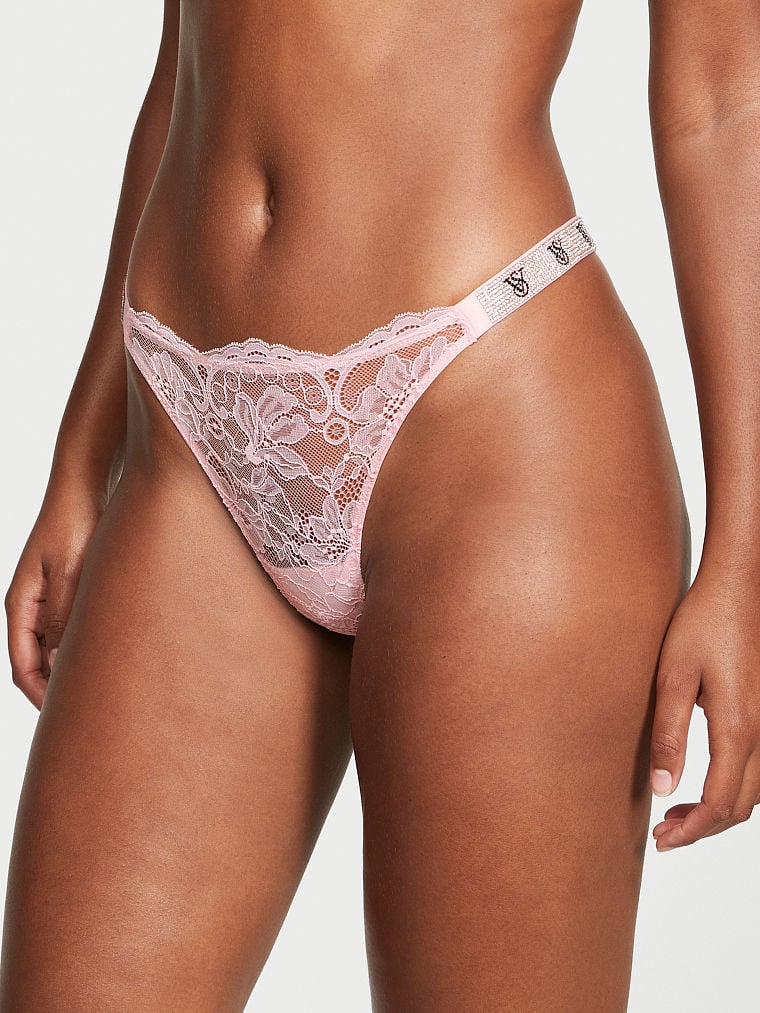 Shine Strap Lace Thong Panty