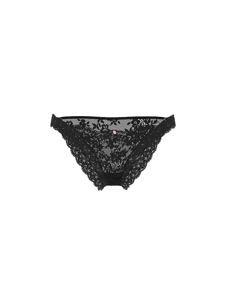 Elegant Teal Lace Panty for Women – Soft Net & Satin Bikini Brief with Side Rings