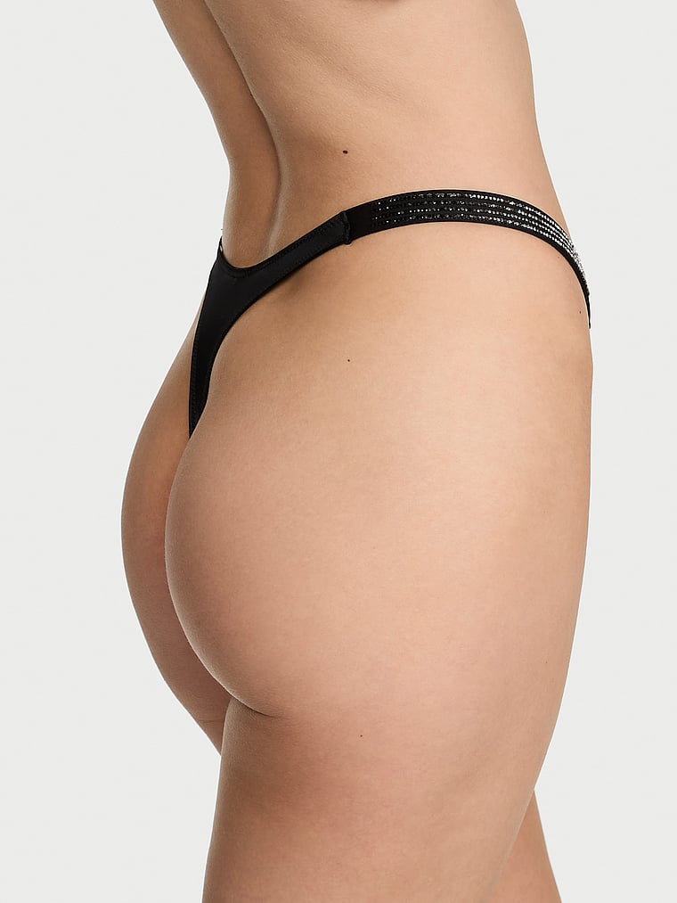 Ombr&eacute; Stripe Shine Strap Thong Panty image number null