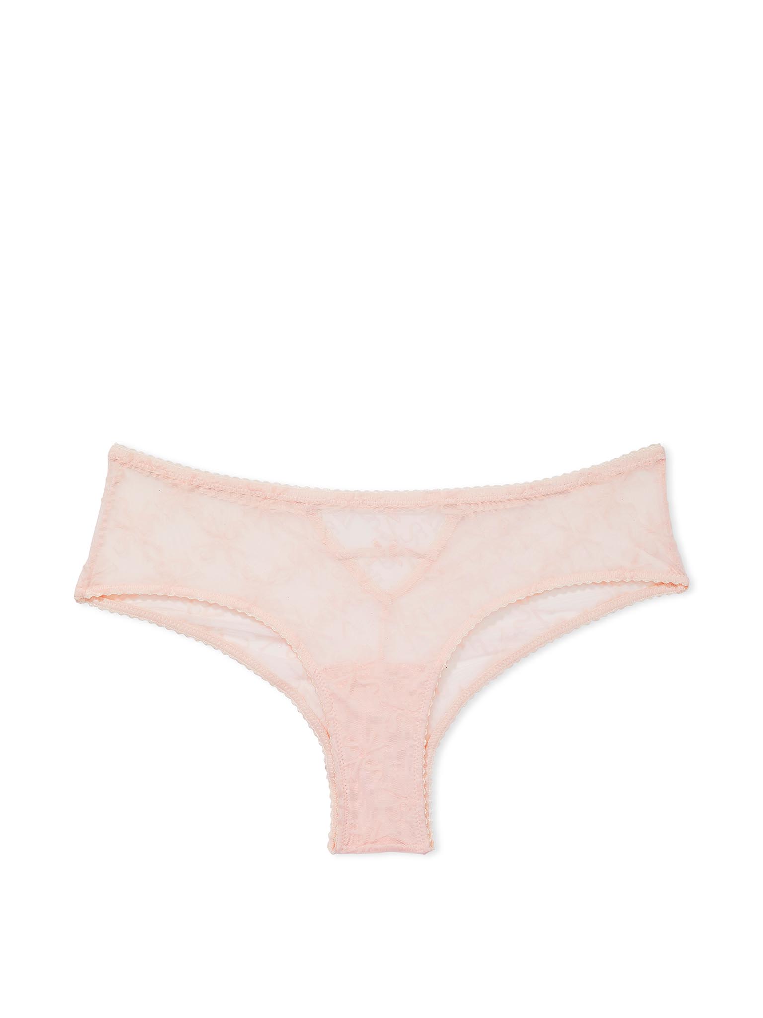 Flocked Logo Mesh Cheeky Panty