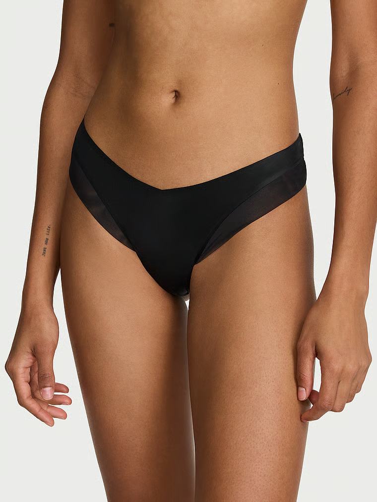 Sheer Reveal Mesh-Trim Strappy-Back Cheeky Panty image number null
