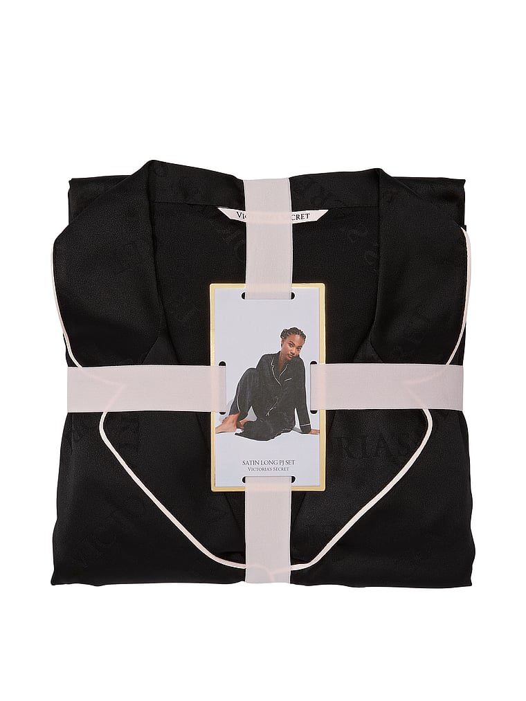 Glazed Satin Long Pajama Set image number null