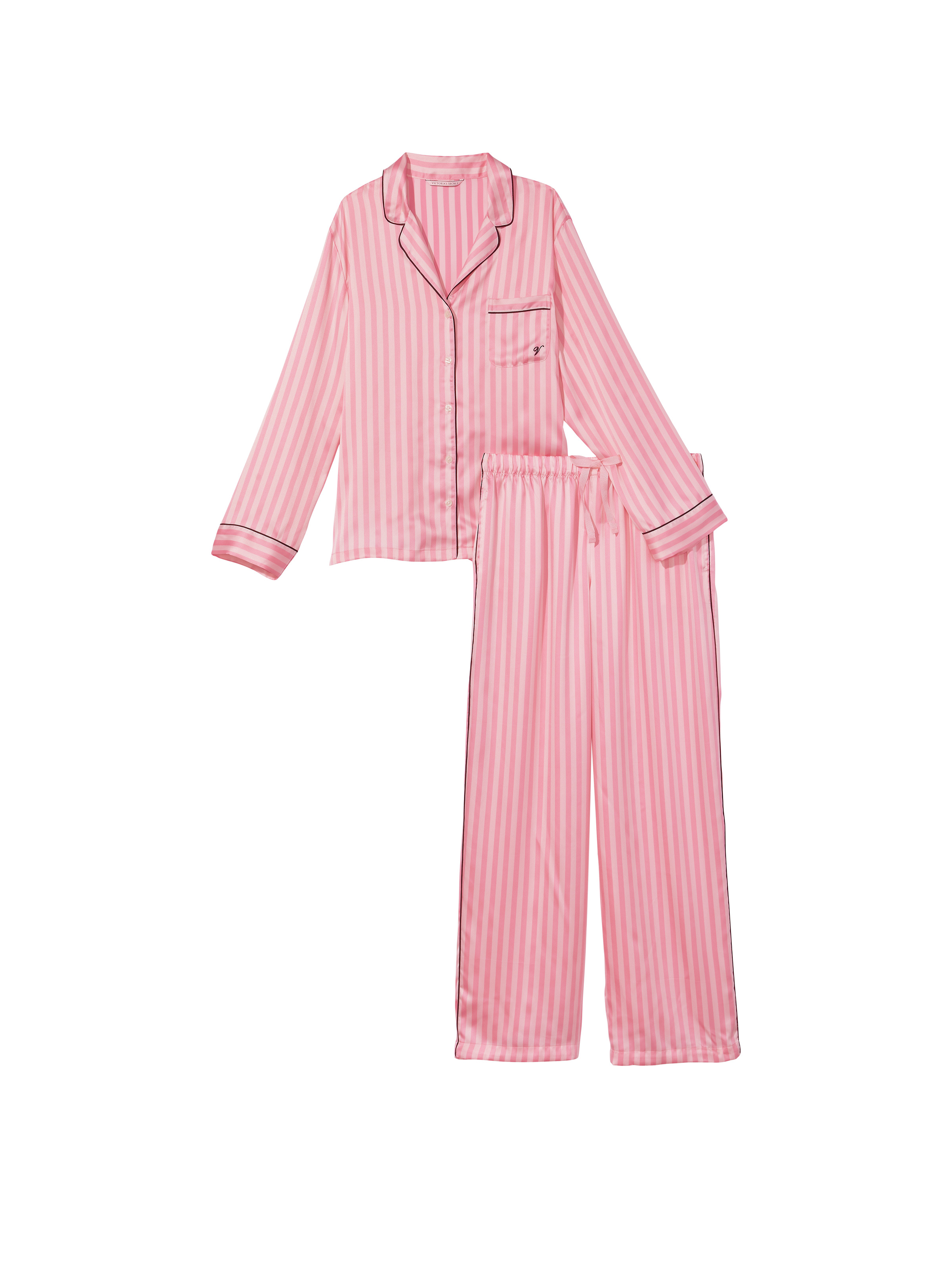 Satin Long PJ Set Angel Pink Stripe is not available M is not