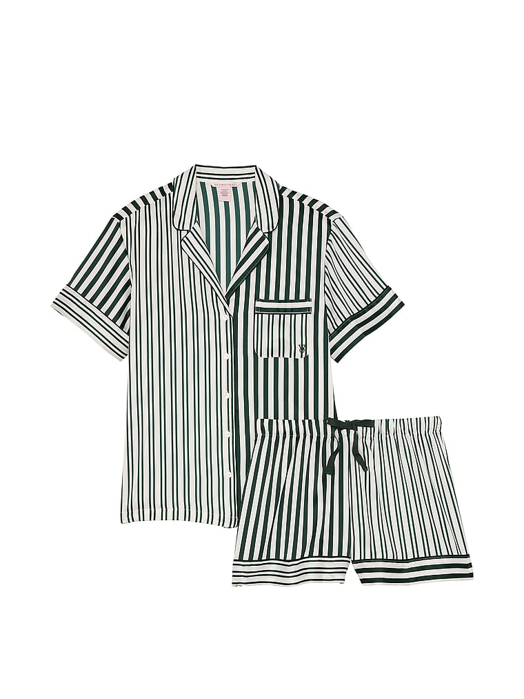 Glazed Satin Short Pajama Set image number null