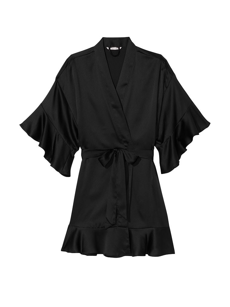 Satin Flounce Robe image number null