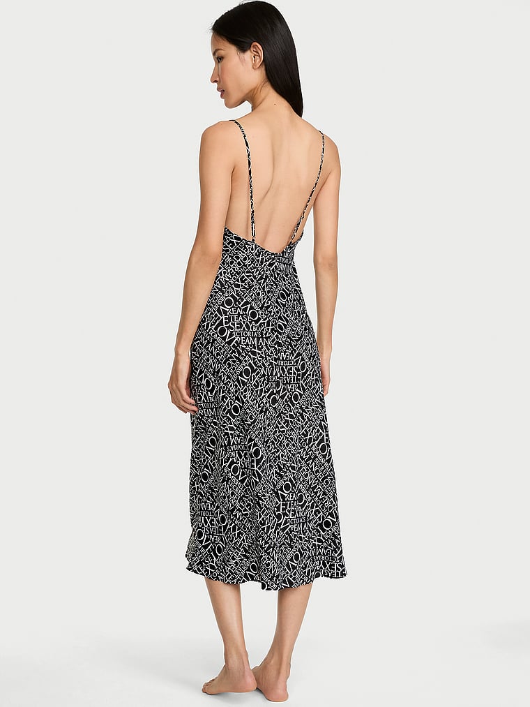 Satin Midi Slip Dress image number null