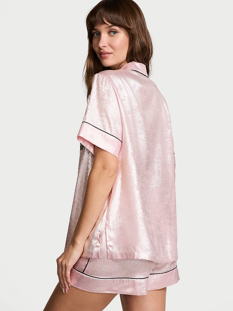 Glazed Satin Short Pajama Set image number null