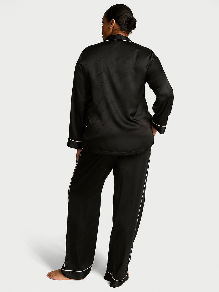Glazed Satin Long Pajama Set image number null