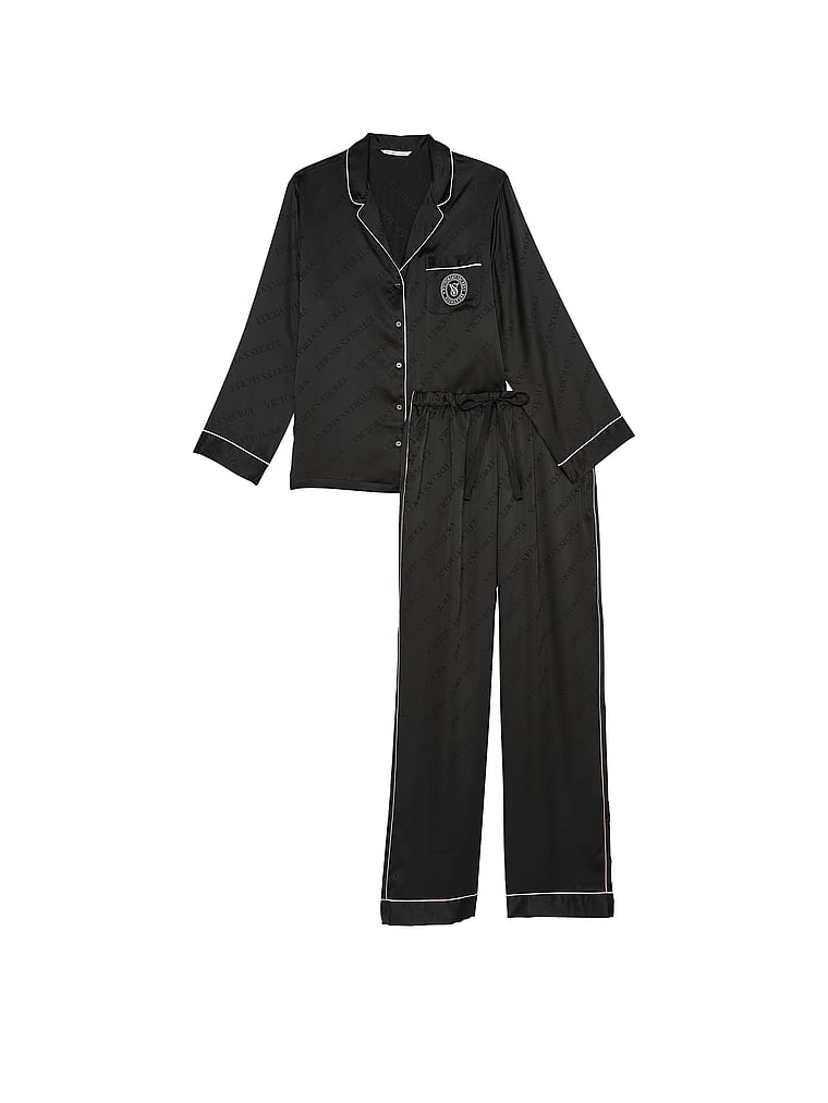 Glazed Satin Long Pajama Set image number null