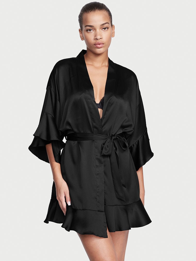 Satin Flounce Robe image number null