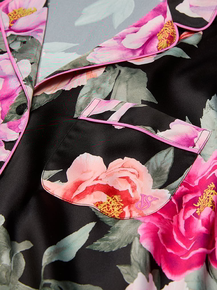 Glazed Satin Short Pajama Set image number null