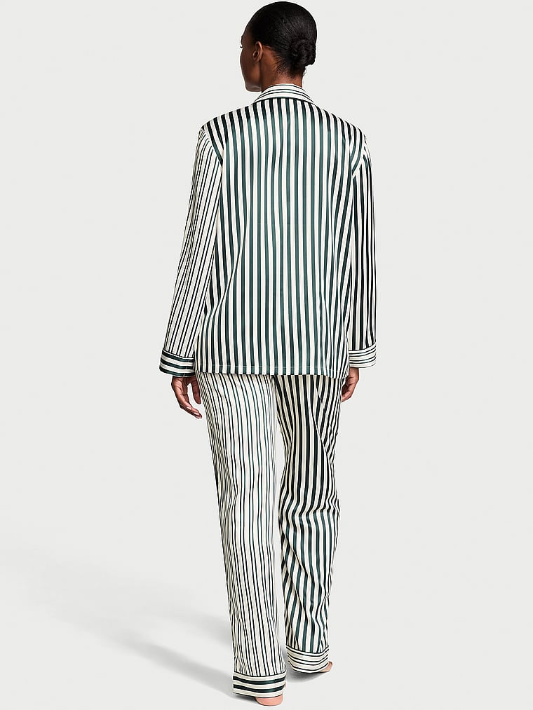 Glazed Satin Long Pajama Set image number null