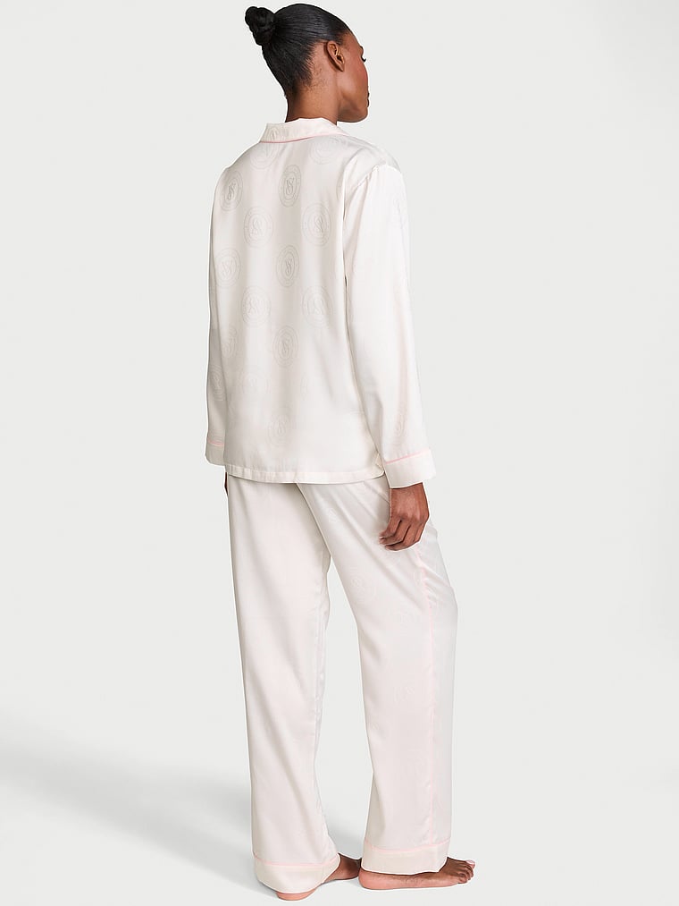 Glazed Satin Long Pajama Set image number null